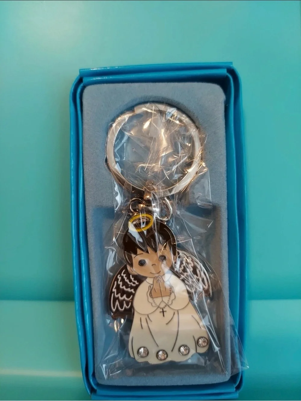 Cute Angel Keychain Set - Pink and Blue Baptism Favors 8 Pieces